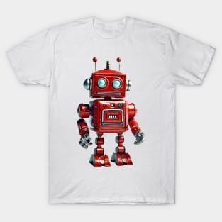 Robotic Retro Cute Red Kid's Toy - 3D Character Design T-Shirt